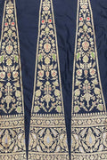 Black Banarasi Pure Katan Silk Unstitched Lehenga Set - Luxurion World