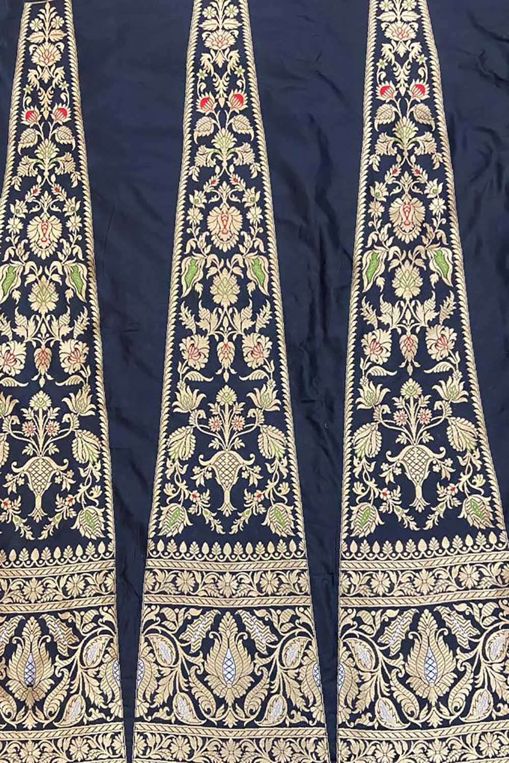 Black Banarasi Pure Katan Silk Unstitched Lehenga Set - Luxurion World