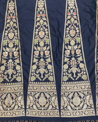 Black Banarasi Pure Katan Silk Unstitched Lehenga Set - Luxurion World