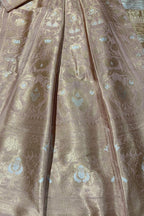 Pink Banarasi Pure Katan Silk Unstitched Lehenga Set - Luxurion World