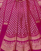 Pink Banarasi Pure Katan Silk Unstitched Lehenga Set - Luxurion World