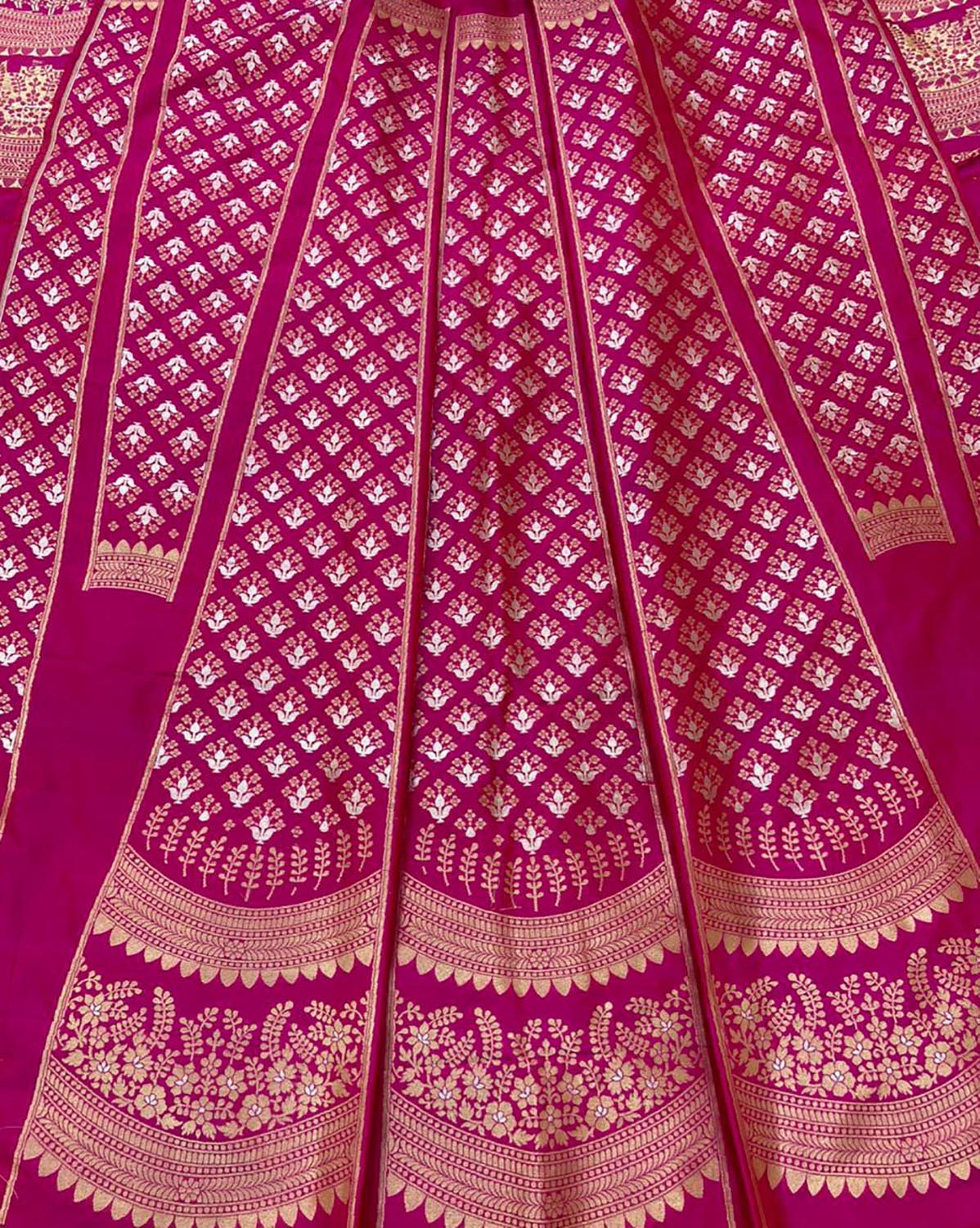 Pink Banarasi Pure Katan Silk Unstitched Lehenga Set - Luxurion World