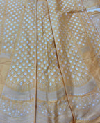 Orange Banarasi Pure Katan Silk Unstitched Lehenga Set - Luxurion World