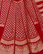 Red Banarasi Pure Katan Silk Unstitched Lehenga Set - Luxurion World