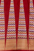 Red Banarasi Pure Katan Silk Unstitched Lehenga Set - Luxurion World
