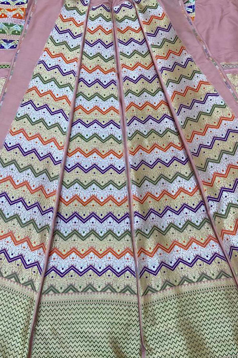 Pink Banarasi Pure Katan Silk Unstitched Lehenga Set - Luxurion World