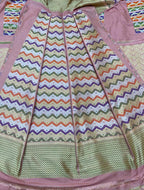 Pink Banarasi Pure Katan Silk Unstitched Lehenga Set - Luxurion World