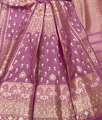 Pink Banarasi Pure Katan Silk Unstitched Lehenga Set - Luxurion World