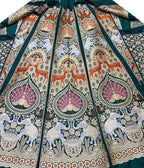Green Banarasi Pure Katan Silk Unstitched Lehenga Set - Luxurion World