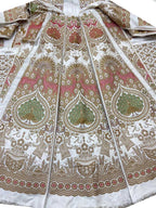 Off White Banarasi Pure Katan Silk Unstitched Lehenga Set - Luxurion World