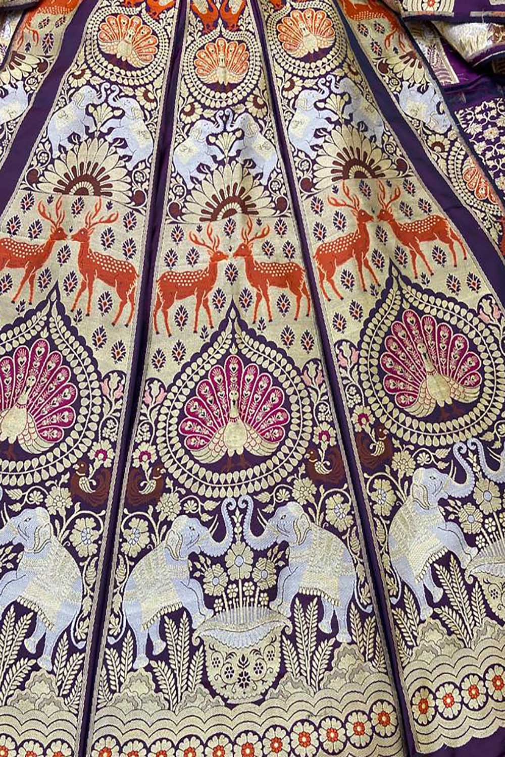 Purple Banarasi Pure Katan Silk Unstitched Lehenga Set - Luxurion World