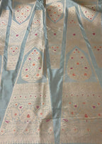 Grey Banarasi Pure Katan Silk Unstitched Lehenga Set - Luxurion World