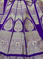 Purple Banarasi Pure Katan Silk Unstitched Lehenga Set - Luxurion World