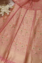 Pink Banarasi Pure Katan Silk Unstitched Lehenga Set - Luxurion World