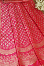 Pink Banarasi Pure Katan Silk Unstitched Lehenga Set - Luxurion World