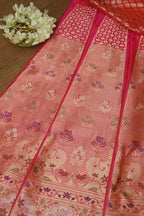 Pink Banarasi Pure Katan Silk Unstitched Lehenga Set - Luxurion World