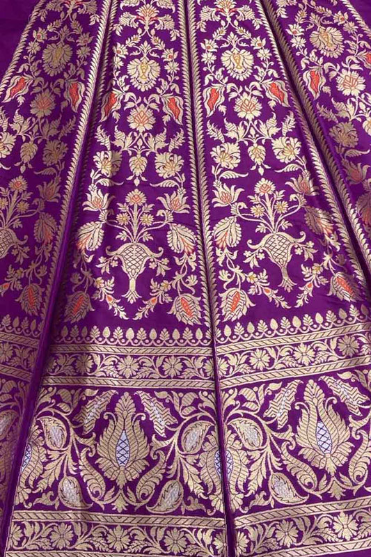 Exquisite Purple Silk Banarasi Lehenga Set - Luxurion World