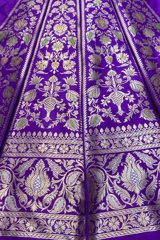 Exquisite Purple Silk Banarasi Lehenga Set