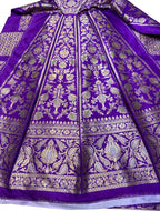 Exquisite Purple Silk Banarasi Lehenga Set - Luxurion World
