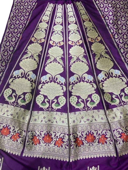 Exquisite Purple Silk Banarasi Lehenga Set - Luxurion World