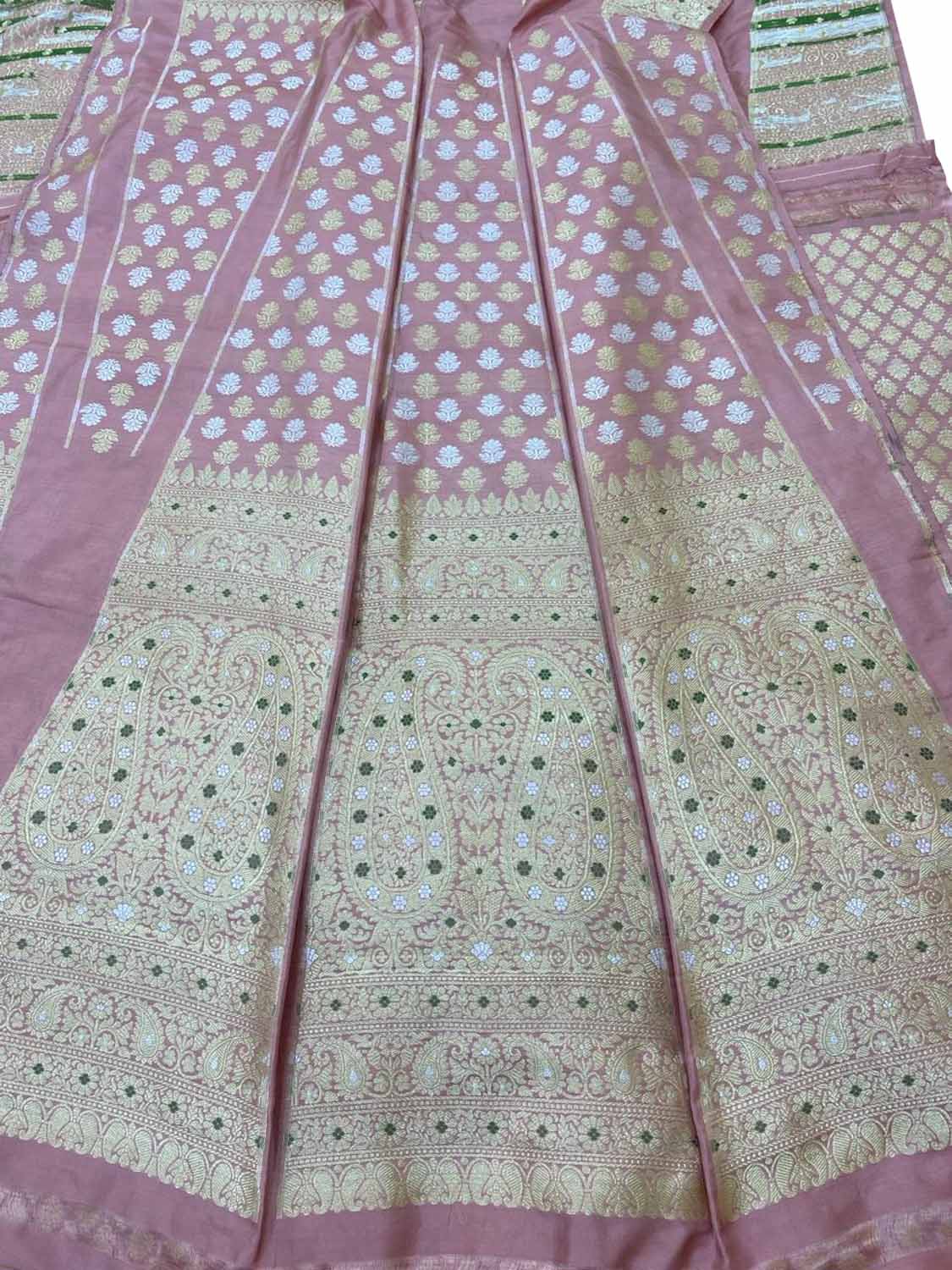 Exquisite Pink Silk Banarasi Lehenga Set - Luxurion World