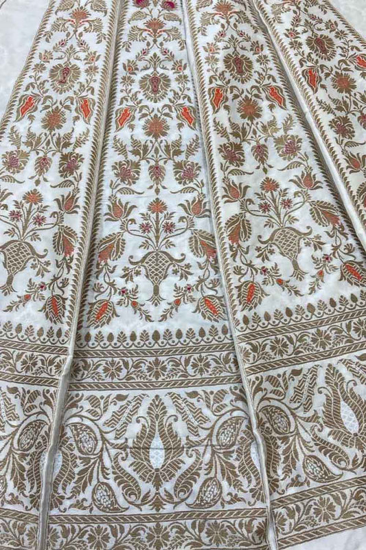 Elegant Off White Silk Banarasi Lehenga Set