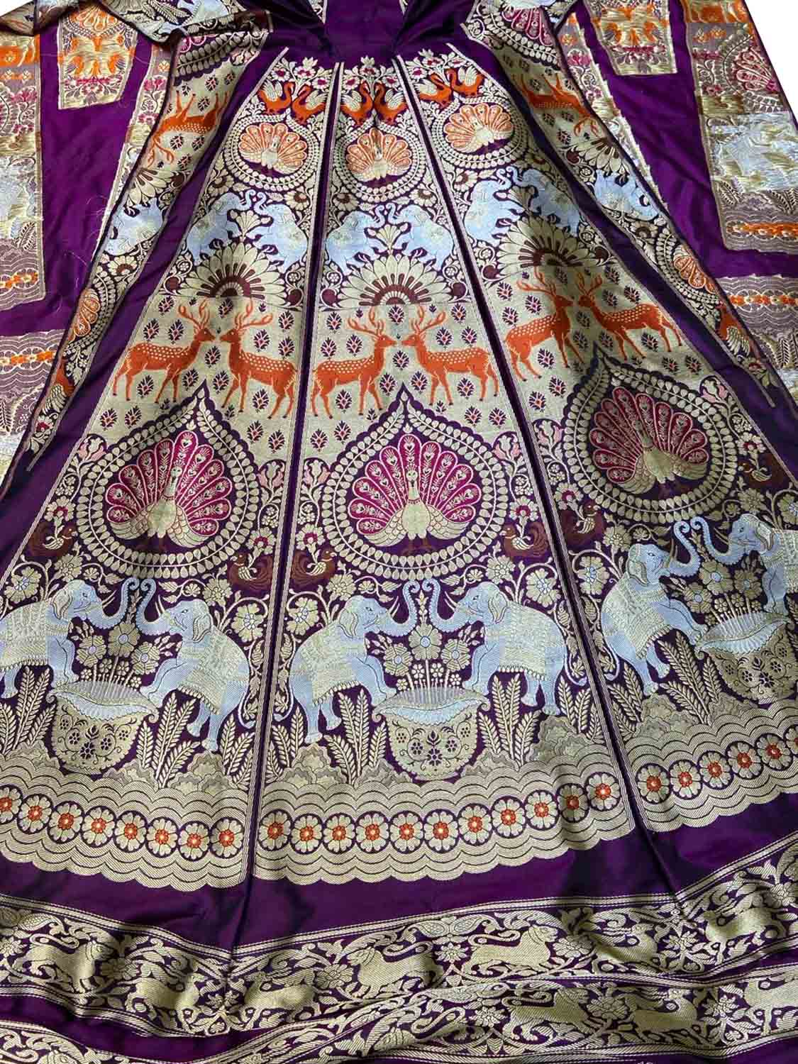 Elegant Purple Silk Banarasi Lehenga Set - Luxurion World