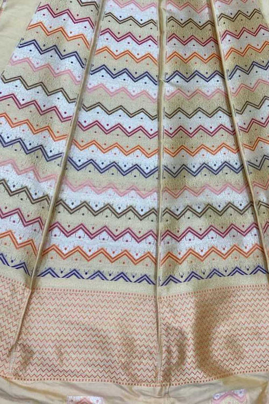 Pastel Pure Katan Silk Handloom Banarasi Lehenga