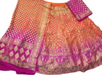 Orange And Pink Banarasi Bandhani Pure Georgette Semi Stitched Lehenga - Luxurion World