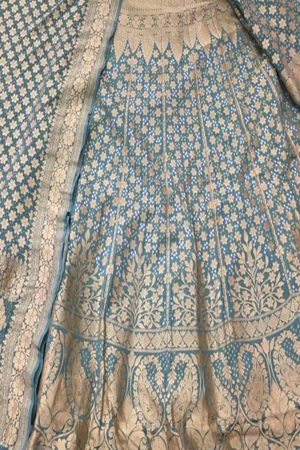 Grey Banarasi Bandhani Pure Georgette Semi Stitched Lehenga - Luxurion World