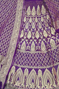 Purple Banarasi Bandhani Pure Georgette Semi Stitched Lehenga - Luxurion World