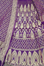 Purple Banarasi Bandhani Pure Georgette Semi Stitched Lehenga - Luxurion World