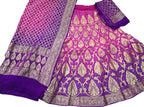 Pink And Purple Banarasi Bandhani Pure Georgette Semi Stitched Lehenga - Luxurion World