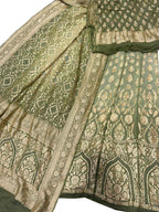 Green Banarasi Bandhani Georgette Lehenga Set - Luxurion World