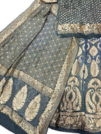 Elegant Grey Banarasi Bandhani Georgette Lehenga Set - Luxurion World