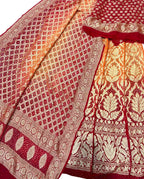 Orange & Red Banarasi Bandhani Georgette Lehenga - Luxurion World