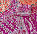 Multicolor Banarasi Bandhani Pure Georgette Unstitched Lehenga Set - Luxurion World