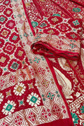 Red Banarasi Bandhani Pure Georgette Unstitched Lehenga Set - Luxurion World