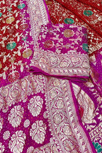 Pink Banarasi Bandhani Pure Georgette Unstitched Lehenga Set - Luxurion World