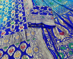 Blue Banarasi Bandhani Pure Georgette Unstitched Lehenga Set - Luxurion World
