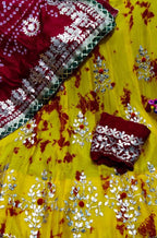 Yellow Hand Gota Patti Work Chinon Lehenga Set - Luxurion World