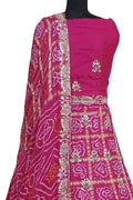 Pink Hand Gota Work Gajji Silk Unstitched Lehenga Set - Luxurion World