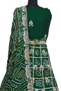 Green Hand Gota Work Gajji Silk Unstitched Lehenga Set - Luxurion World