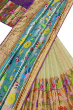 Pastel Handloom Kota Doria Real Zari Unstitched Lehenga Set - Luxurion World