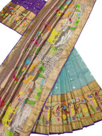 Blue Handloom Kota Doria Real Zari Unstitched Lehenga Set - Luxurion World