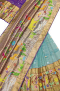 Blue Handloom Kota Doria Real Zari Unstitched Lehenga Set - Luxurion World