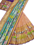 Orange Handloom Kota Doria Real Zari Unstitched Lehenga Set - Luxurion World