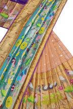 Orange Handloom Kota Doria Real Zari Unstitched Lehenga Set - Luxurion World