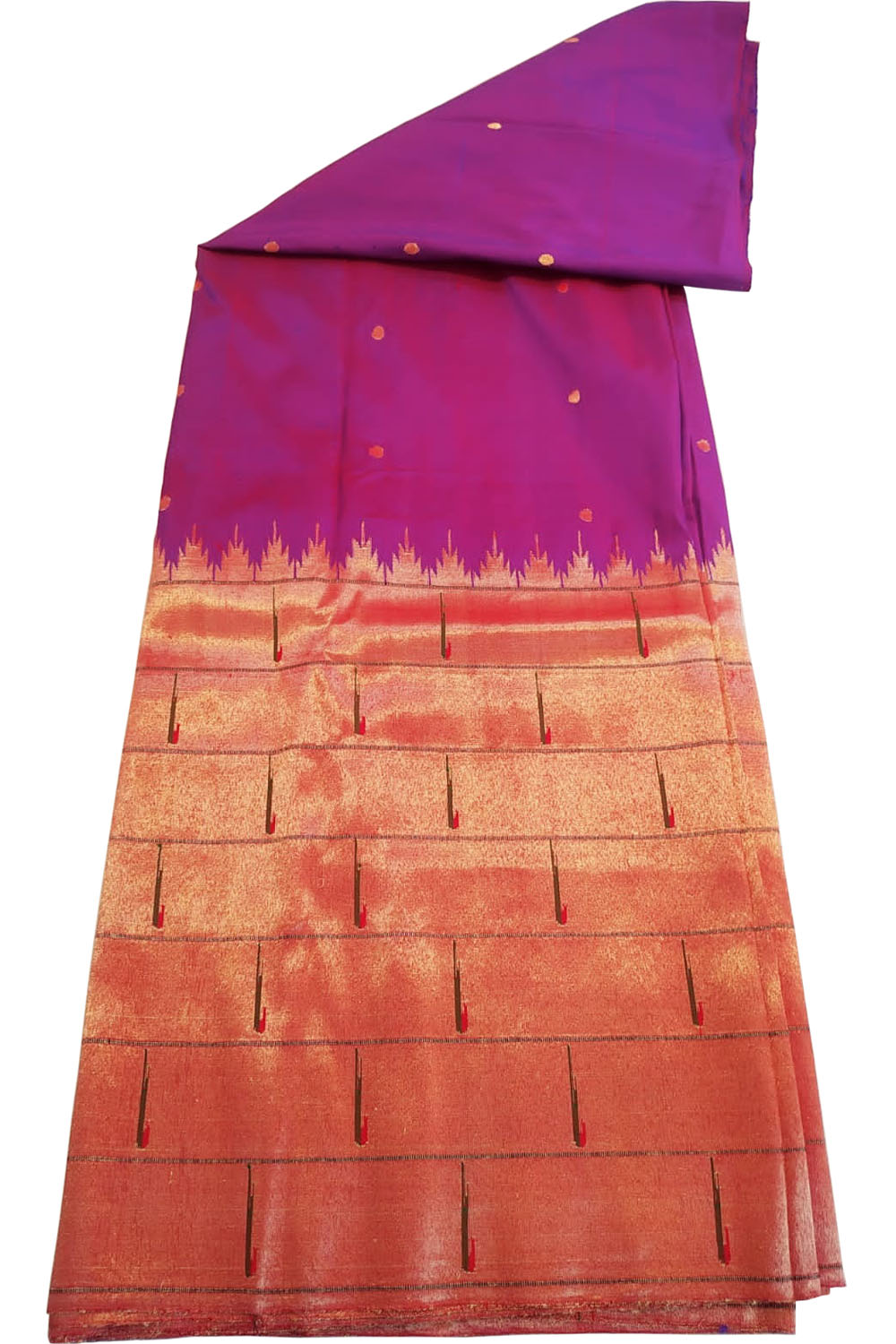 Pink Paithani Handloom Pure Silk Muniya Border Lehenga Fabric