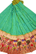 Green Paithani Handloom Pure Silk Lehenga Fabric - Luxurion World